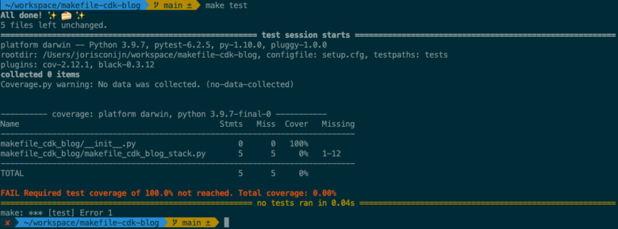 You can see that the test succeeded but the command failed